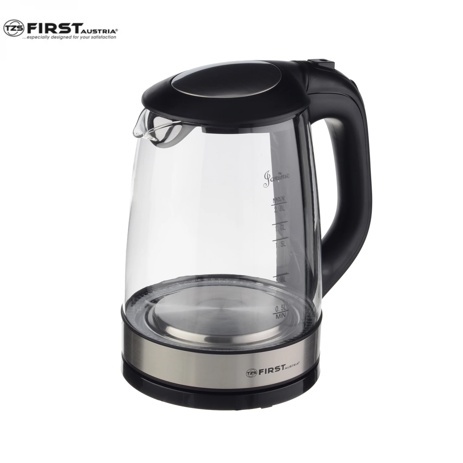 Электрический чайник FIRST FA-5406-6 Black (2 л, 2200 Вт, стекло, черный/прозрачный)