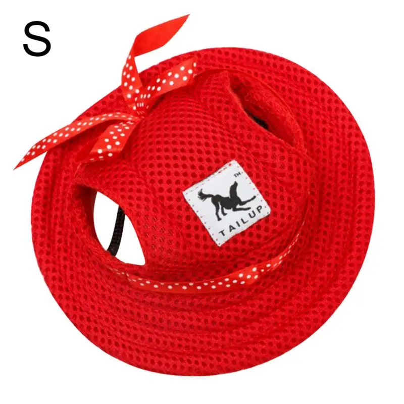 Летняя бейсбольная кепка для маленьких питомцев, шляпа с отверстиями для ушей, парусиновая Кепка для собак, аксессуары для собак, походные товары для животных, 4 стиля - Цвет: Красный