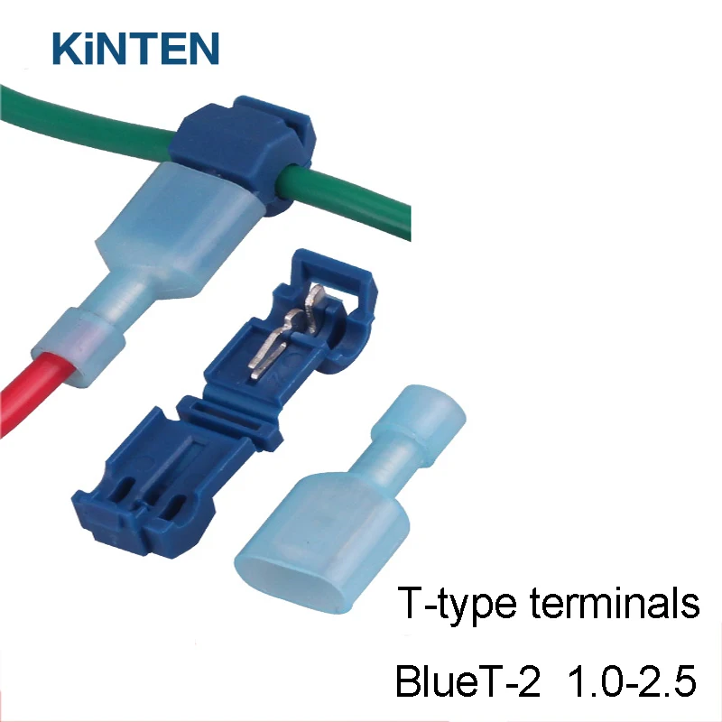 1 set T type blue terminal wire connector without break wire without