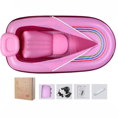 Паровая сауна коробка семейная Паровая комната утолщение Складная температура Ванна Паровая двойная надувная ванна для взрослых - Цвет: Pink