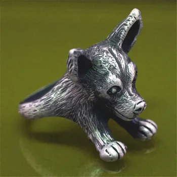

Wholesale retro animal dog ring chihuahua dog antique silver/ antique brozen animal dog ring 12pcs