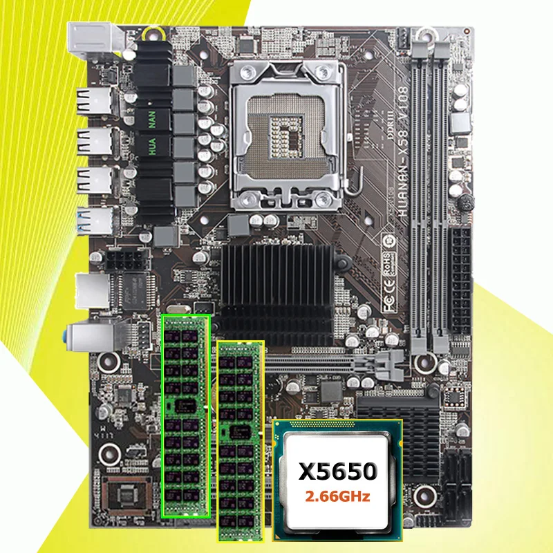 #Special Offers Discount motherboard HUANAN ZHI X58 LGA1366 motherboard with CPU Intel Xeon X5650 2.66GHz RAM 16G(2*8G) REG ECC 2 years warranty
