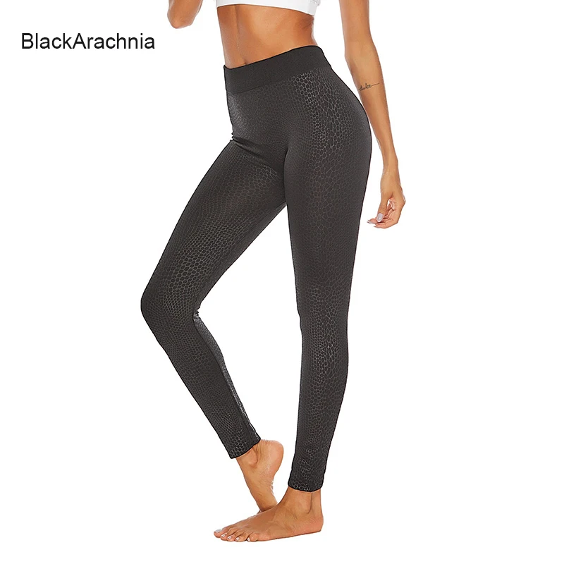 

BlackArachnia Seamless Leggings Snake Knitted Yoga Pants Solid Black Quick Drying Plus Size Women Sexy Yoga Leggings Sport Pants