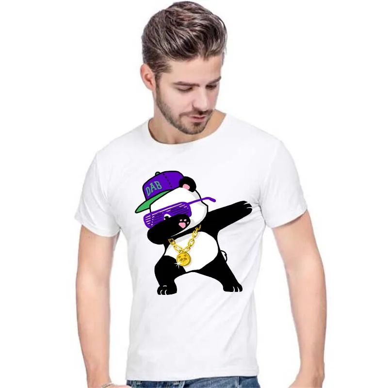 

2019 Summer Fashion Dabbing Pug T-Shirt Newest Men Funny T Shirts Dabbing Panda Tops Hip Hop Tee