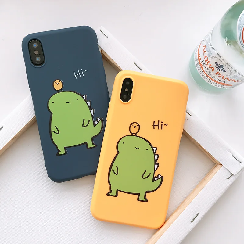 Мультфильм милый динозавр чехол для iPhone X 6 XS 6S 7 8 XR MAX мягкий плюс пара задняя