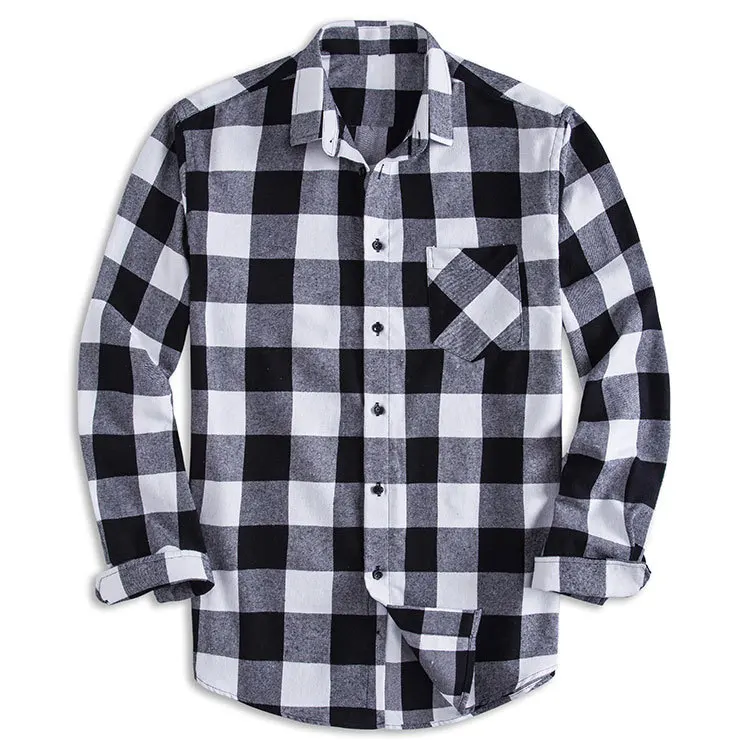 

Mens Casual Flannel Shirt Brushed Slim Fit Fashion Male Long Sleeve Dress Shirt High Quality Designer Clothing