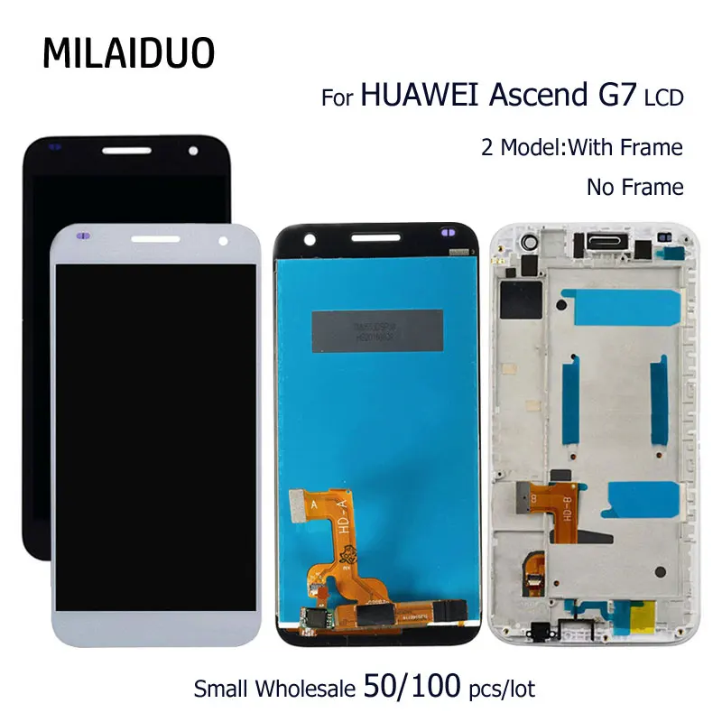 

50/100 pcs/lot LCD Display For HUAWEI Ascend G7 Original Touch Screen Digitizer Assembly Replacement Parts with Frame 5.5