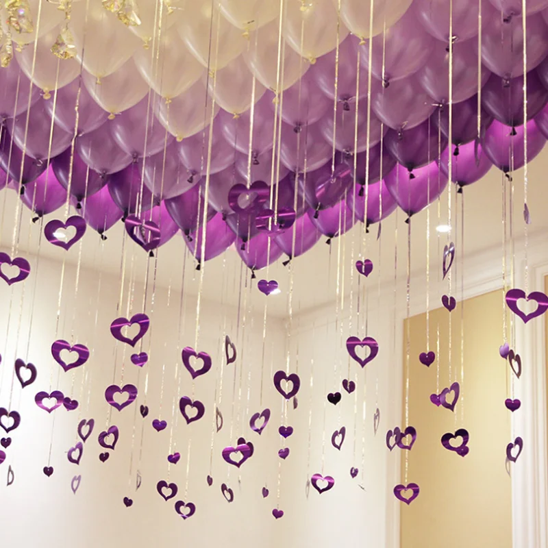 

100pcs Heart Laser Sequins Balloons Pendant Helium Balloon Accessories Wedding Decoration Party Marriage Valentines Day Decor