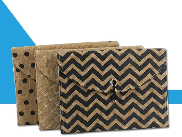 MoeTron Fashion Linen Cloth Expanding File Folder A4 Document Bags For Women File Organizer Bag For Documents