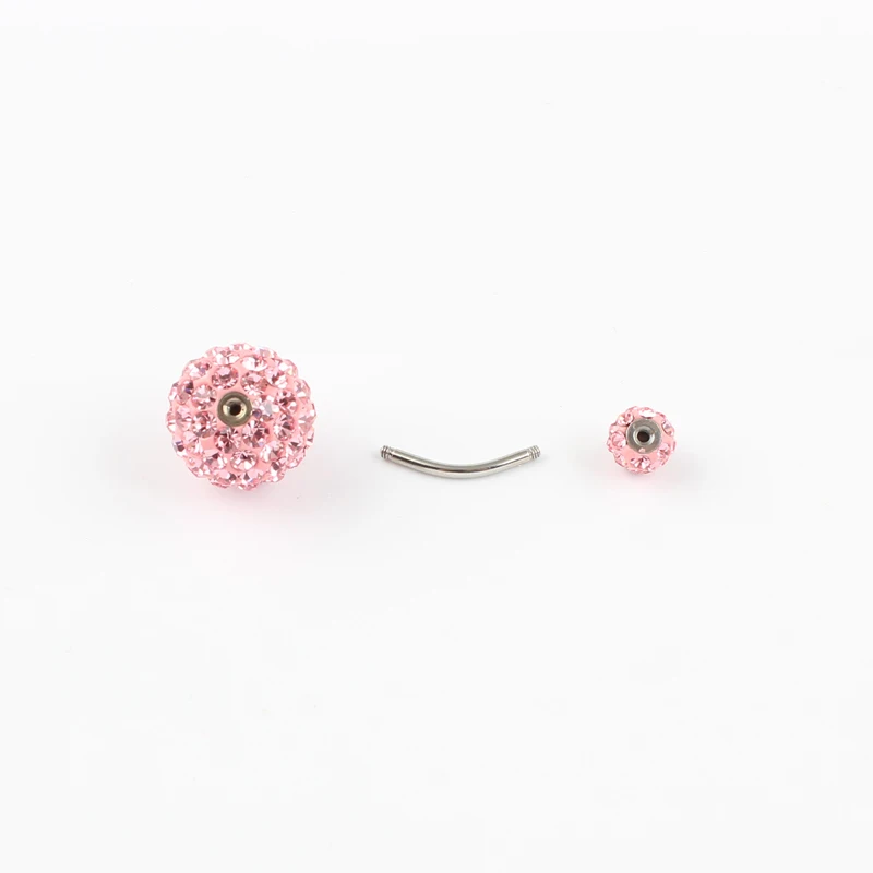 Belly button ring 6/12 mm ball 16G not allergic stainless steel piercing aurora white pink top quality navel bar body jewelry