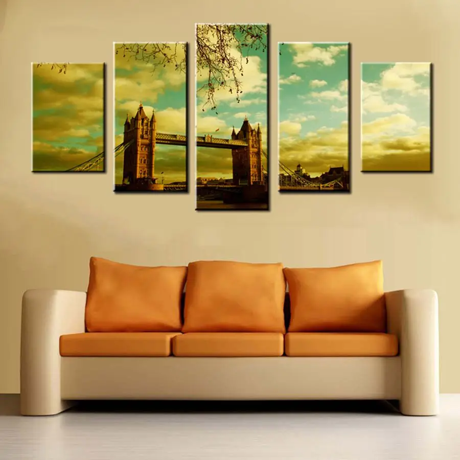 Hot Sale London England Cityscape London Bridge Painting Print Canvas