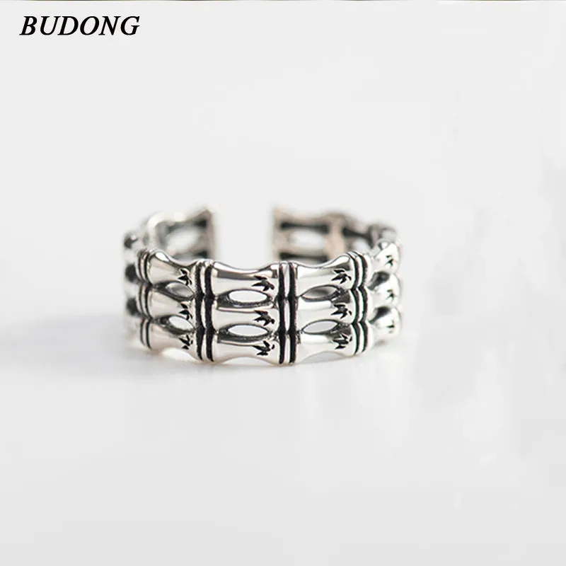 

BUDONG 925 Sterling Silver Bridal Ring for Women Jewelry Vintage Rings Anniversary Wedding Engagement Bague Aneis XURT259