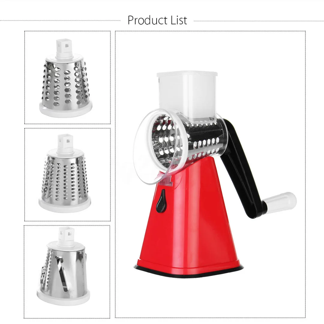 1set 3 in 1 Round Kitchen Fruit Potato Carrot Julienne Grater Cheese Vegetable Slicer Green Red