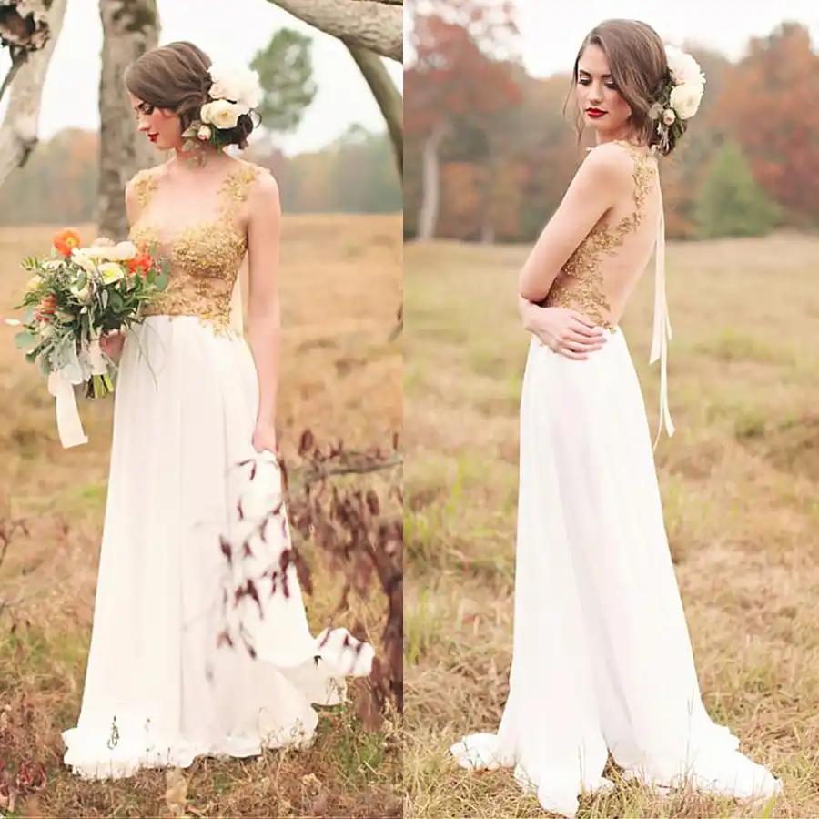 gold beaded wedding dress