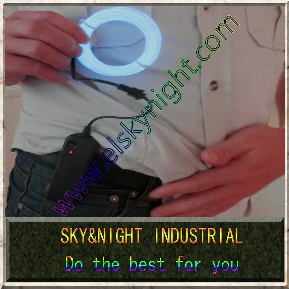 

Ice blue 5M Flexible Wire Rope Tube Neon Light EL and Inverter with LED indicator light 10 colors