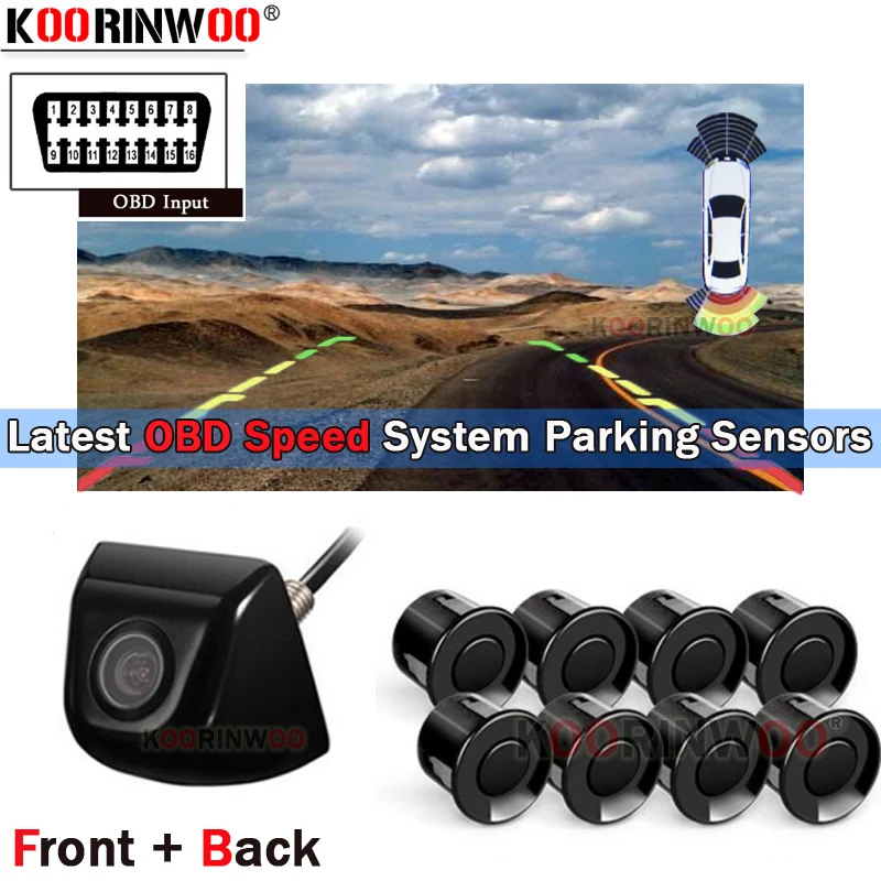 

Koorinwoo Universal Speed OBD Systen Car Parking Sensor Kit With Camera Parking Assistance Bumper Reversing blind spot detection