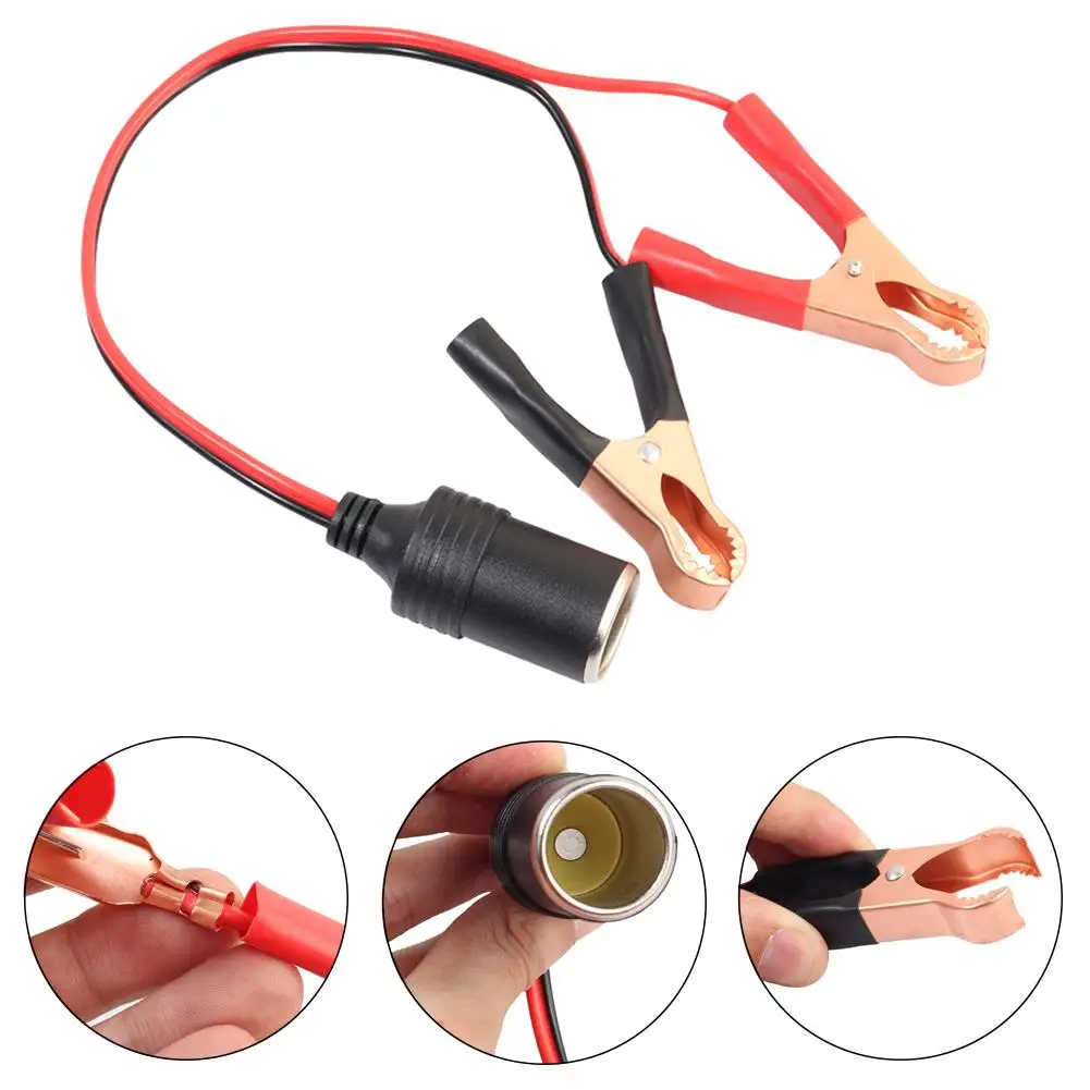 35CM 12V 24V Car Battery Cable Clamp Pump Alligator Cigarette Lighter
