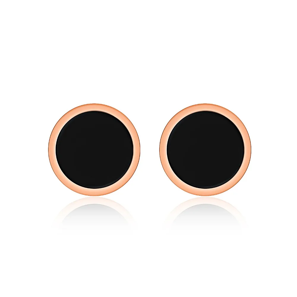 YUNRUO Classic Black Stud Earring for Woman Man Titanium Steel Rose Gold Color Jewelry Fashion Accessories Gift High Polish | Украшения и