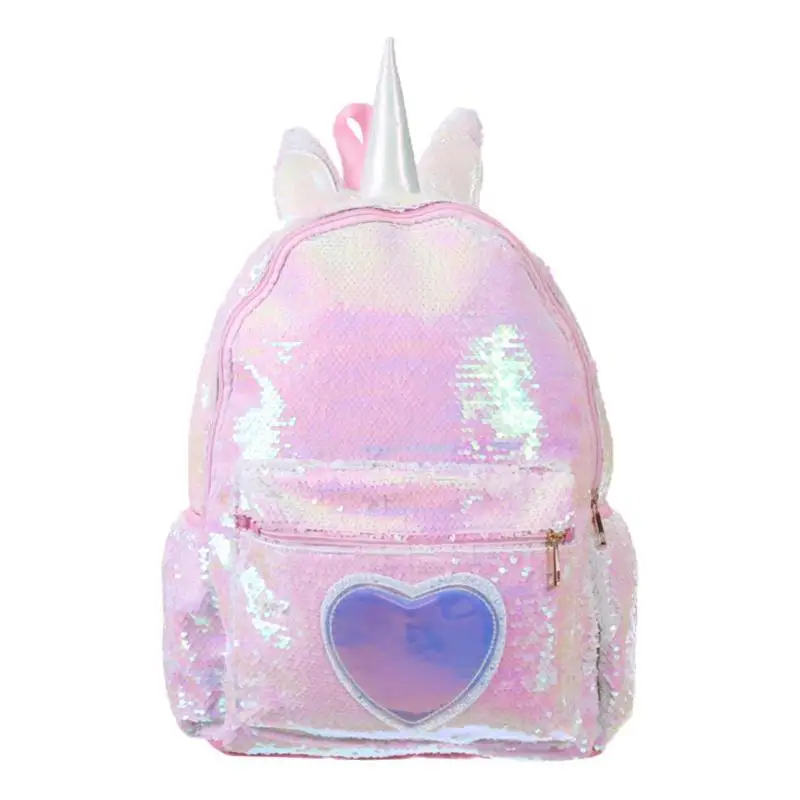 

2019 Women Sequins Backpack Cute Heart Schoolbag For Teenage Student Girls Satchel Female mochila de couro Backpack School Bag