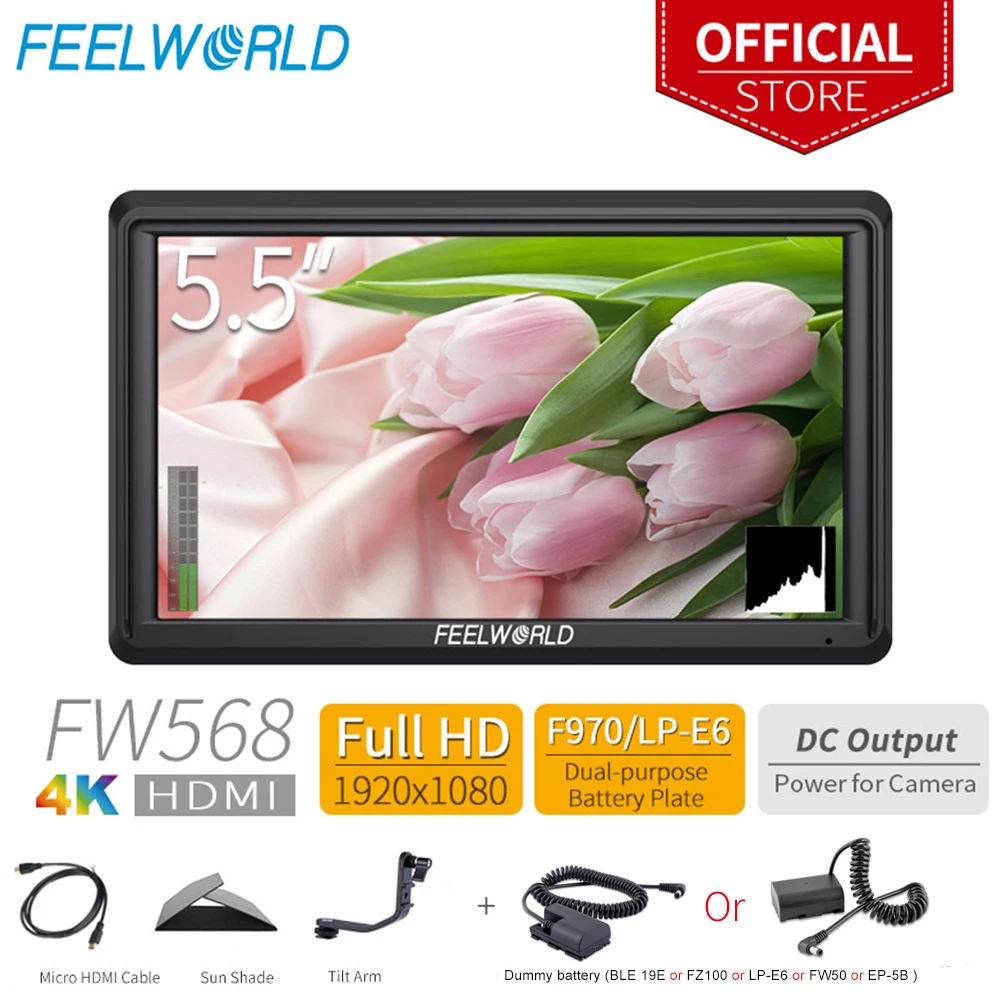  FEELWORLD FW568 5.5 inch 1920x1080 On Camera Field DSLR Monitor Small Full HD IPS Video Peaking Foc