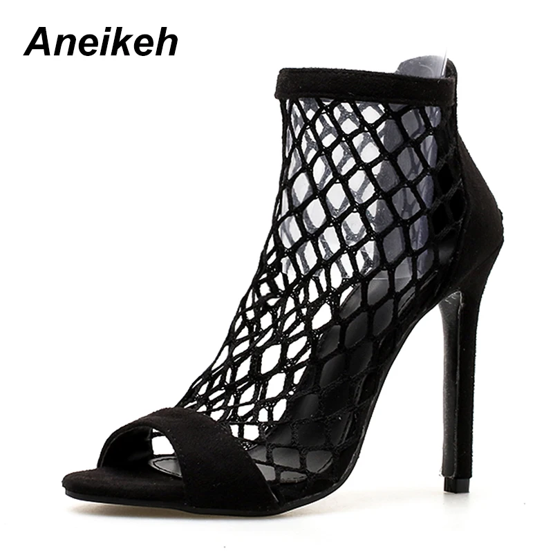 Aneikeh/пикантные сандалии-гладиаторы; женская обувь для вечеринок на высоком каблуке; женские летние полусапожки; туфли-лодочки с открытым носком; ботильоны в римском стиле