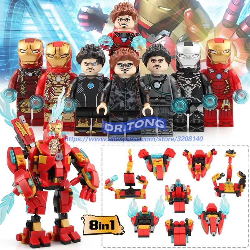 

80pcs Building Blocks 8 in 1 Iron Man Marvel SuperHeroes Avengers Infinity War Captain America Brick Toys for Children DLP9098