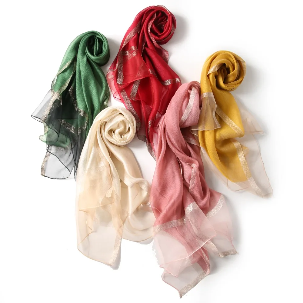 

Women Real Silk Acrylic Scarf 75*195cm Femme Large Kerchief Head Neck Long Scarves For Ladies Shawls Summer Spring Autumn