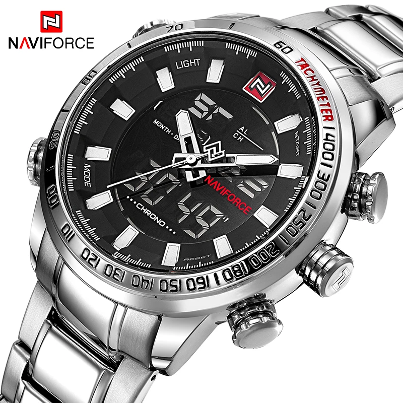 

NAVIFORCE Top Brand Men Military Sport Watches Mens LED Analog Digital Watch Male Army Stainless Quartz Clock Relogio Masculino
