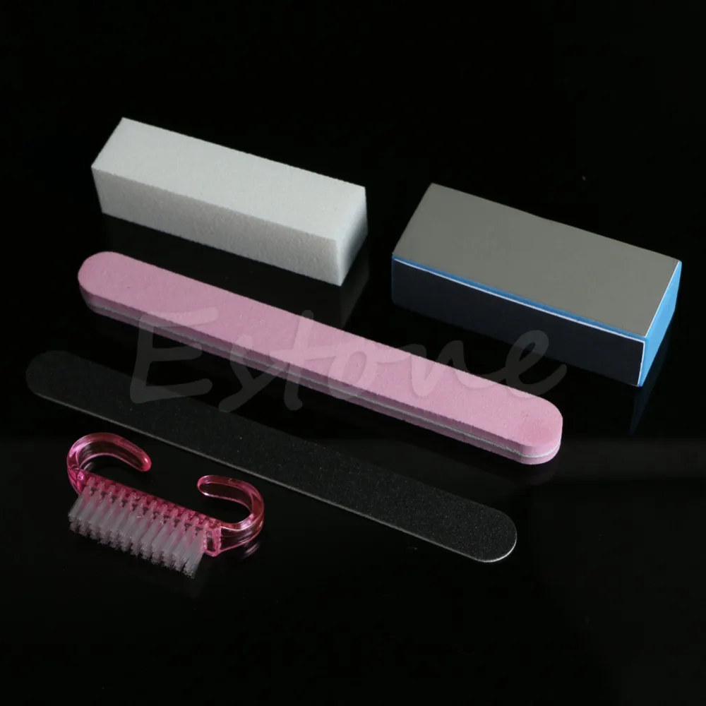 

5Pcs Professional Nail Rectangular Files Brush Nail Art Set Manicure Tools Kit