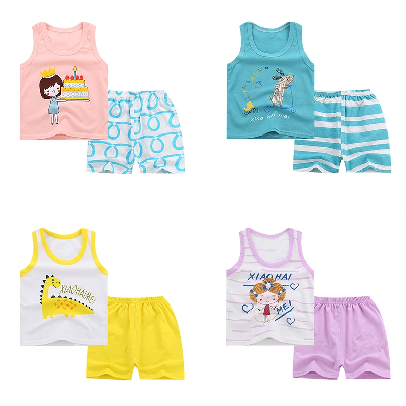 

kids clothing sets toddler kids boy girls clothes summer cotton cartoon baby short sets 2T-8T easter out fit boutique free ship