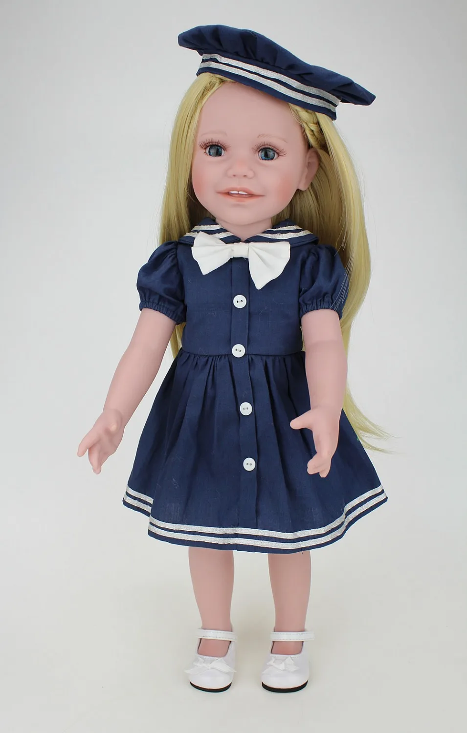 

American Doll 18 inch 45cm Standing Toddler Reborn Baby Lifelike Beautiful Full Silicone Bath Toys Fashion Birthday Gift