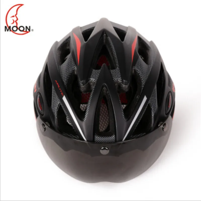 MOON унисекс дорожные велосипедные очки шлем Интегрированный EPS пена шлем для верховой езды с магнитными линзами велосипедный шлем mtb Casco Ciclismo A20 - Цвет: black red