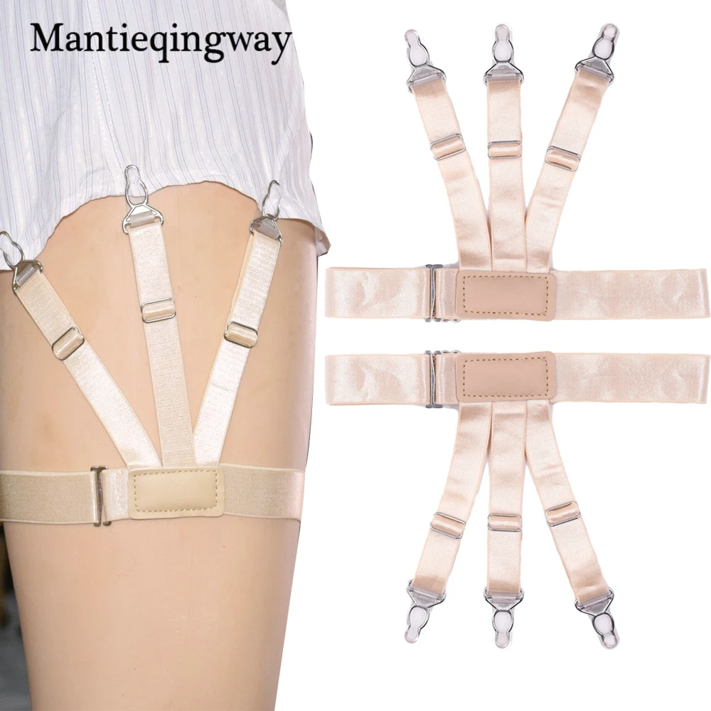 Mantieqingway Ман рубашка остается держатель джентльмен ноги Подтяжки для женщин рубашка брекеты упругой форма Бизнес ремень рубашка Подвязки