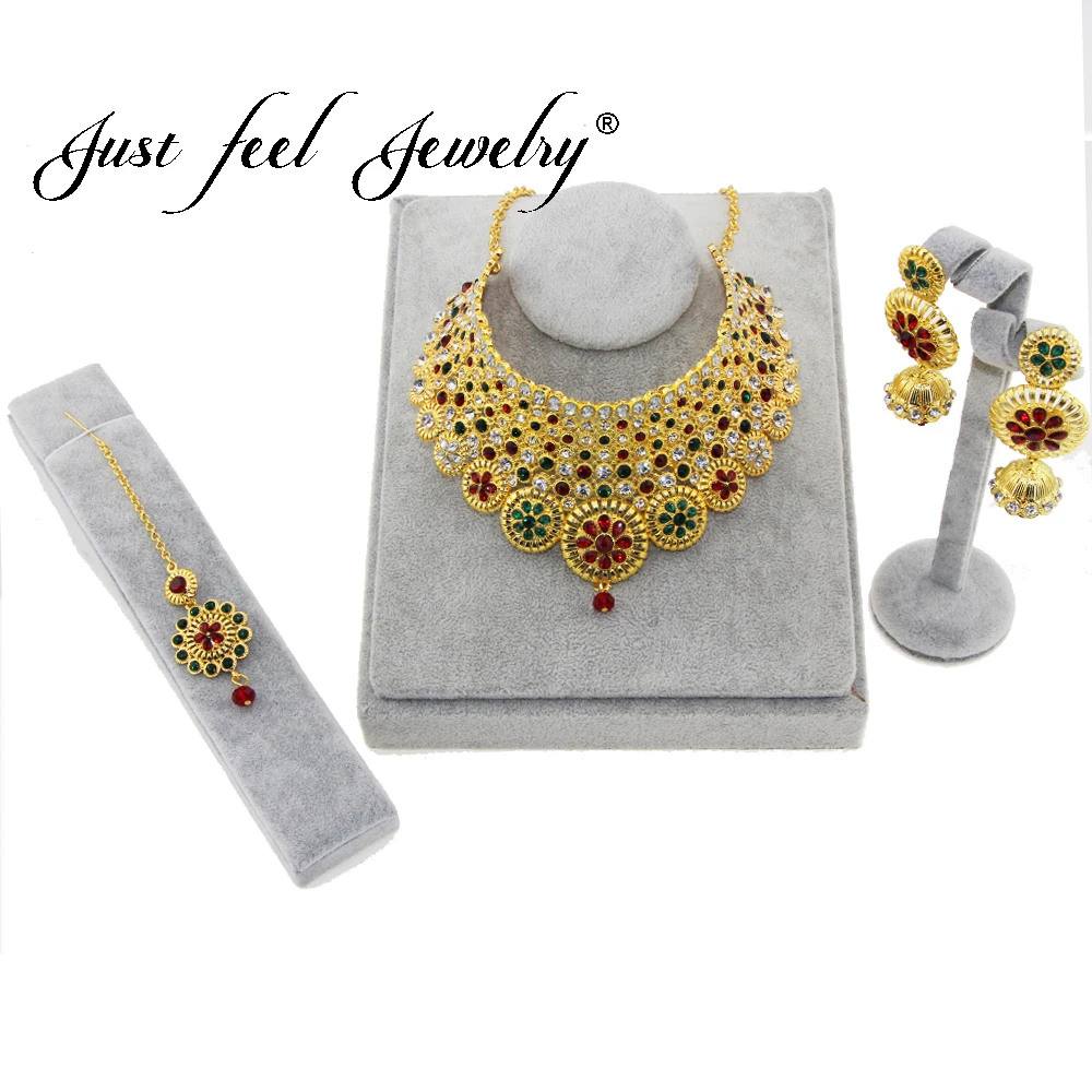 

JUST FEEL Dubai Jewelry sets Multiple Circles Gold Color Necklace & Earrings Middle East Jewellery Egypt/Turkey/Iraq/Africa