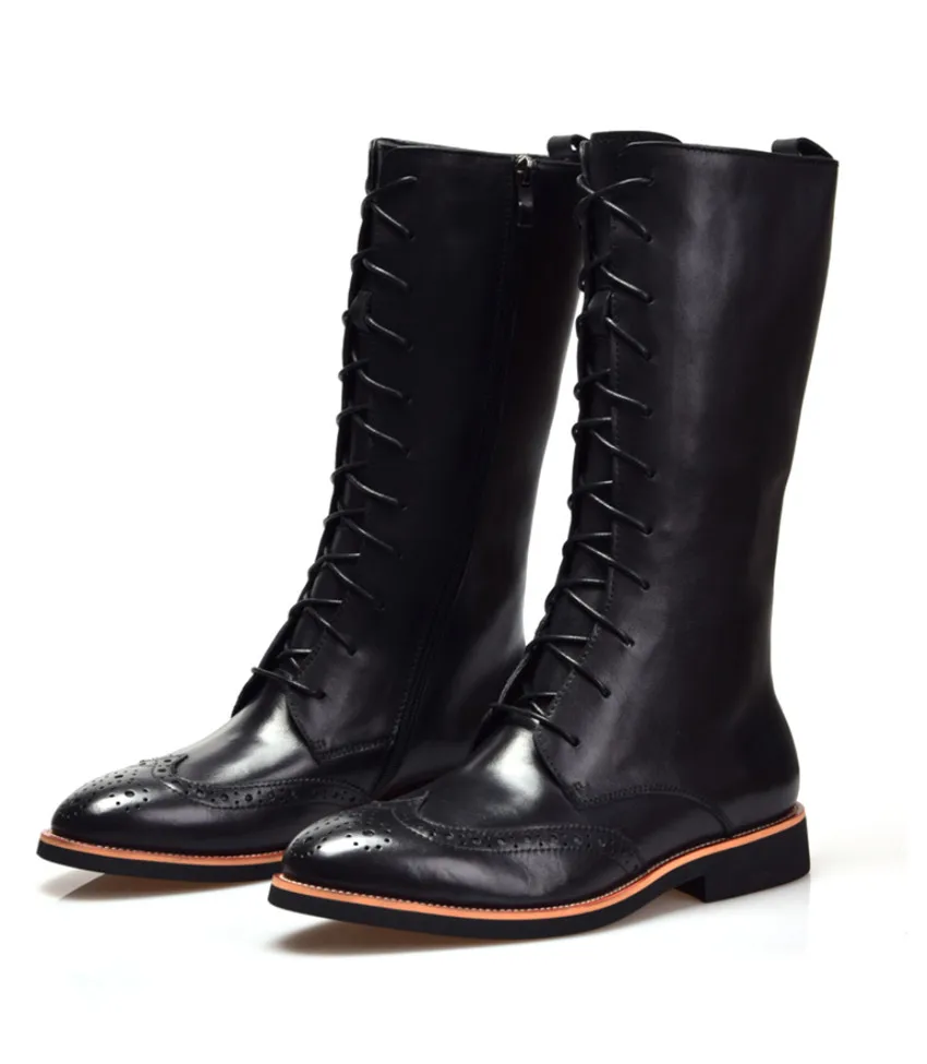 Beiläufige Winter Schuhe Black Britischen Herren Mode Tan Im Tan Leder Kniehohe Freien brown Braun schwarz Stiefel Stil Echtem Aus HZZ6qBwFC