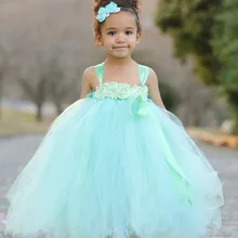 Mint Green Girls Party Tutu Dress Princess Tulle Dresses Kids Pageant Birthday Wedding Bridesmaid Flower Girl