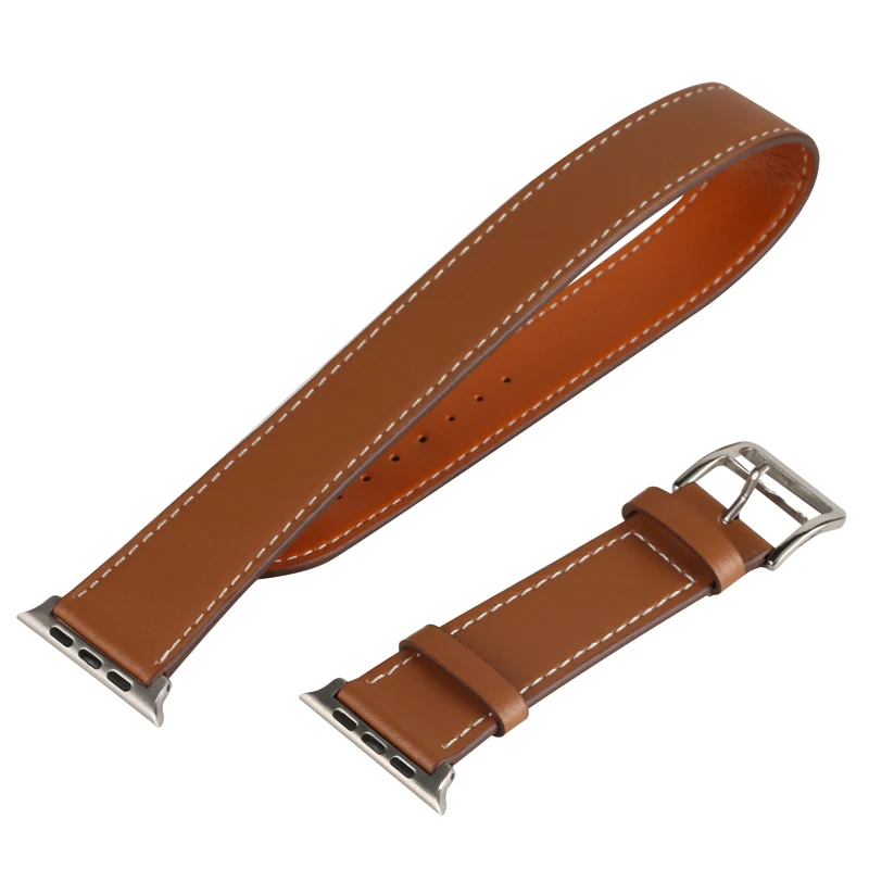 Buy 38mm/42mm Brown Genuine Leather Double loop