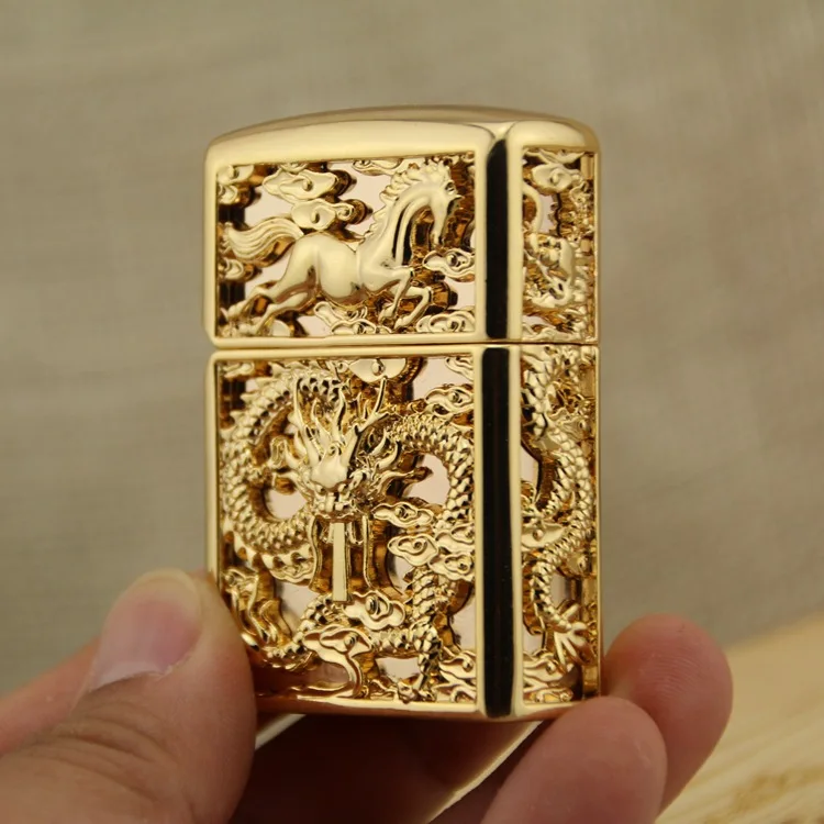 Подлинная Высококачественная Золотая керосиновая Зажигалка 24K с тяжелой