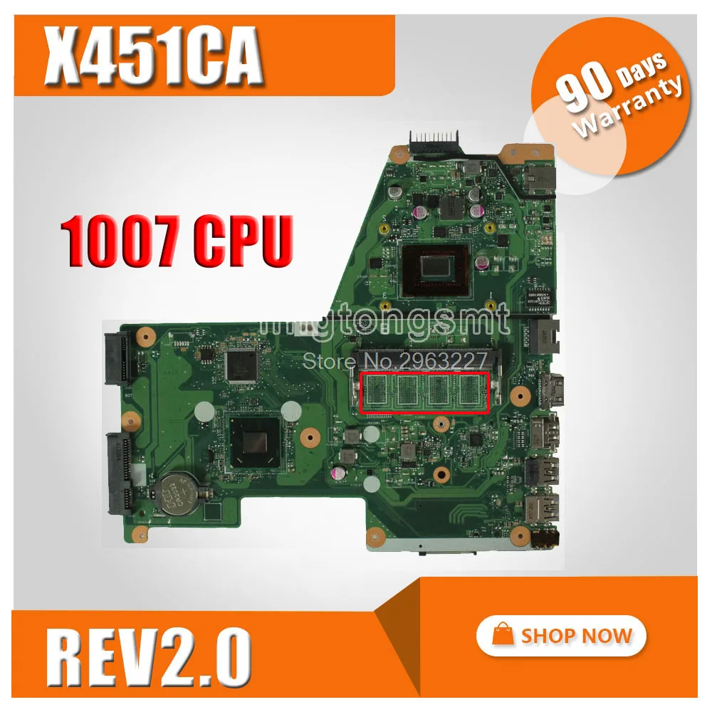 Дешево X451CA материнская плата REV2.0 1007U для ASUS X451C F451 F451C lapto материнская плата X451CA PN 60NB0330 MB3060 X451CA материнская плата 100% ОК