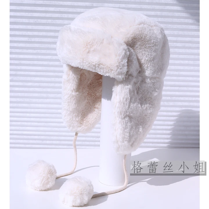 Искусственный мех искусственный кроличий мех бежевый Универсальный lei feng шапка Ушная Шерсть Женская зимняя теплая утолщенная
