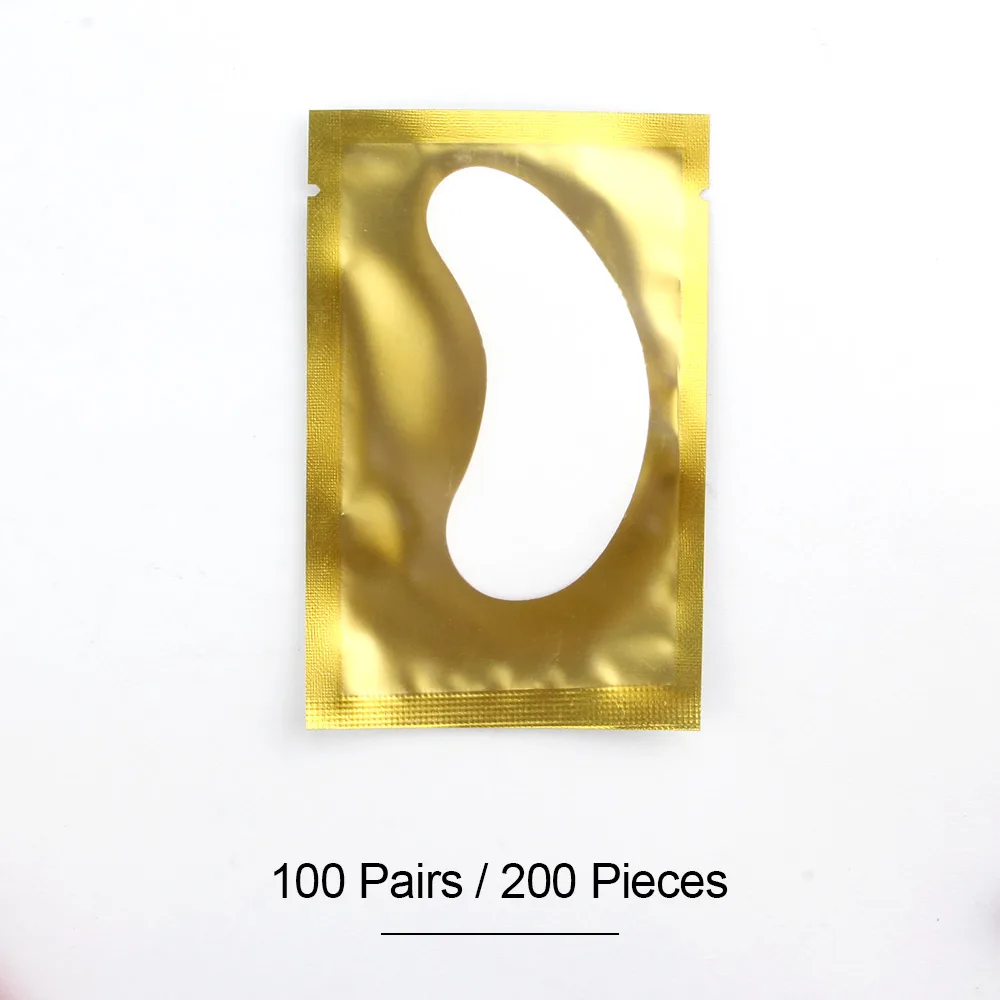 100 пар/лот патчи для наращивания ресниц под гидрогелевые подушечки для глаз бумажные патчи безворсовые наклейки для накладки глаз инструменты для макияжа - Цвет: 100 Pairs Gold
