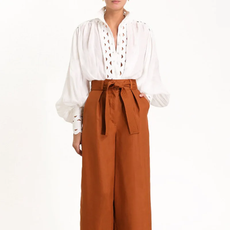 Murciélago Mujer Principios Negro Manga Camisas Moda Hueco Primavera Mancave Ondulado 2019 De Collar Blanco La blanco 1znqOdw