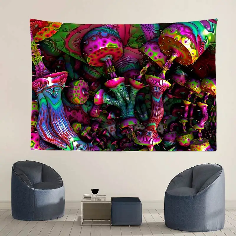 

Psychedelic Mushroom Trippy Monster Tapestry, Artistic Colorful Trippy Wall Art Hanging For Home Room Hotel Office Decor TT179