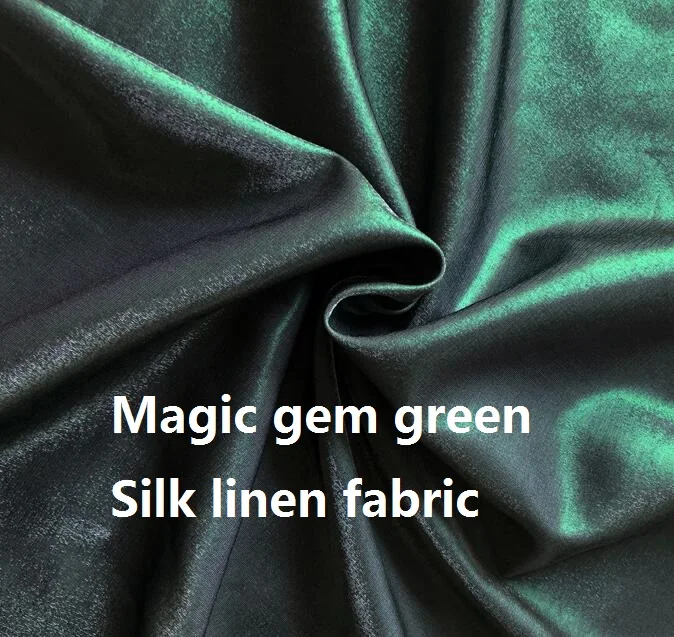 

New fashionable glazed silk linen high-quality magic emerald luster delicate drape linen fashion dress fabric