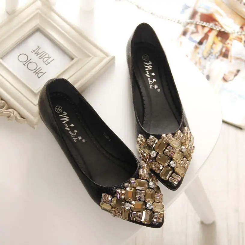 pointed toe rhinestone flats