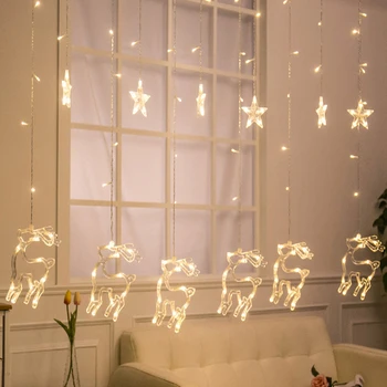 

EU / US Plug Led fairy lights Christmas stree/Sika deer garland curtain string light for wedding home party birthday decoration