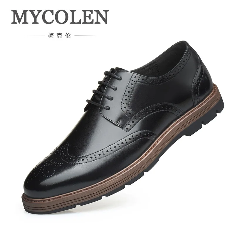

MYCOLEN 2019 Hot Sale Brand Brogues Men Shoes Genuine Leather Men Business Shoes Lace Up Formal Shoes Zapatos Cuero Hombre