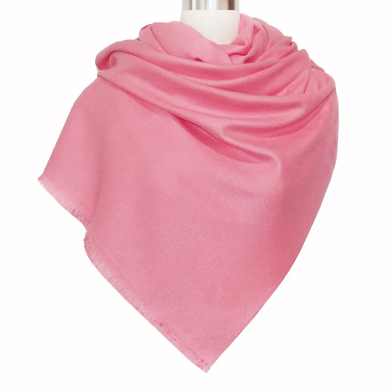 Для женщин утолщаются кашемировый шарф Зимний пашмины сплошной Женская мода шарфы и шали леди вязать платок красный хиджабы длинный шарф
