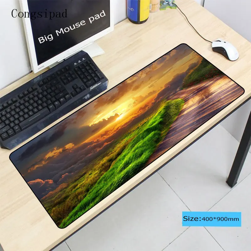  Congsipad Sunshine Rays and flowers Tree Large Gaming Locking Edge Keyboard Mouse Mat Gaming Mousep