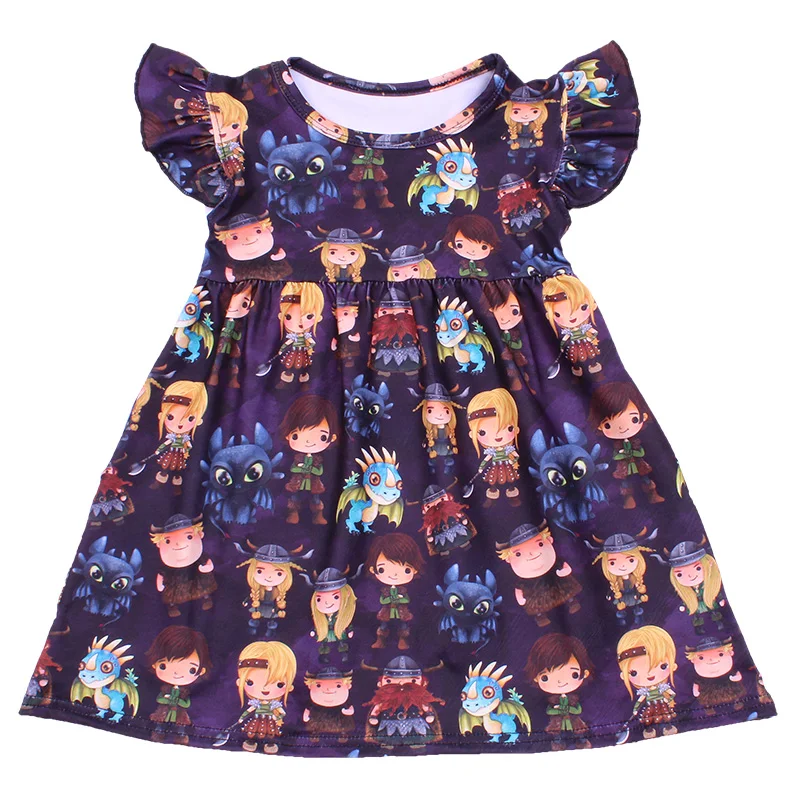 Children Clothing Birthday Party Pearl Sleeve Summer Fancy Girls Dress Kids Cartoon Milk Silk 12M to 7T Available |